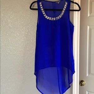 Blue bedazzled top